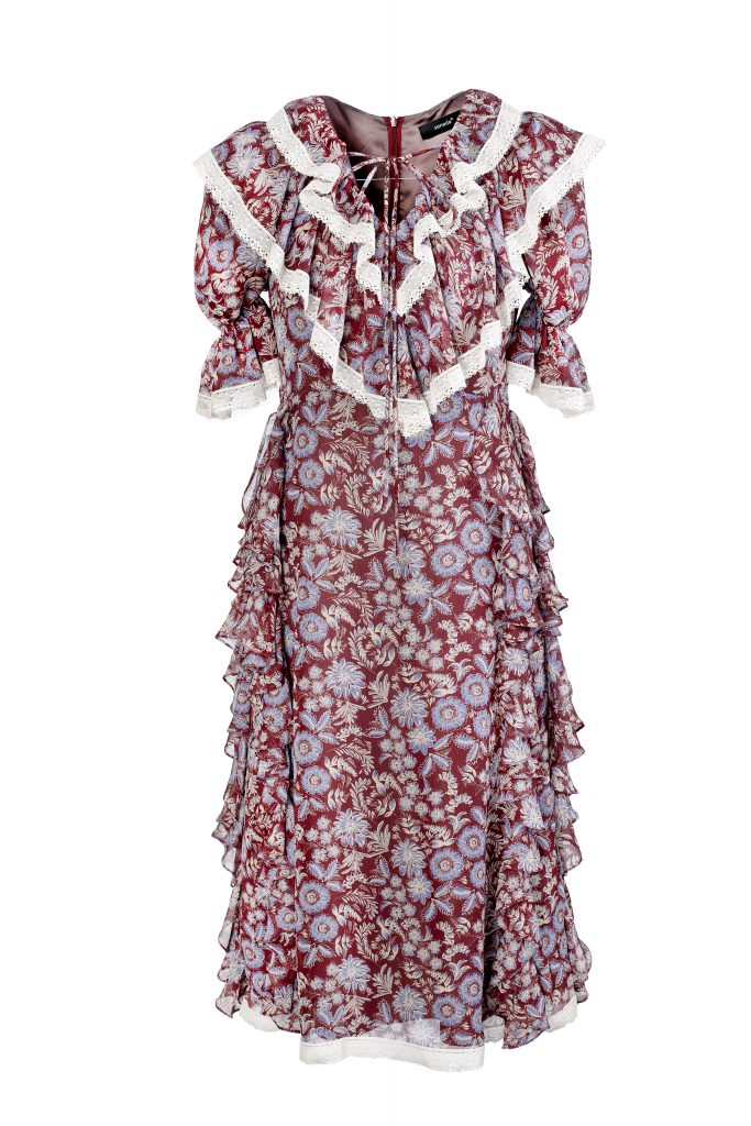 Braided Trim Puff Sleeve Dress